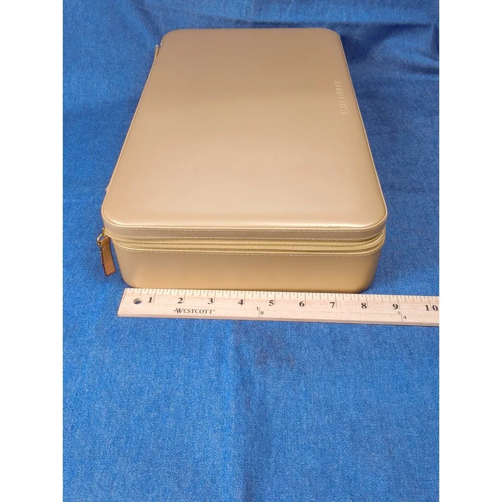Estée Lauder Gold Hard Shell Cosmetic Train Case Vintage Makeup Vanity Box